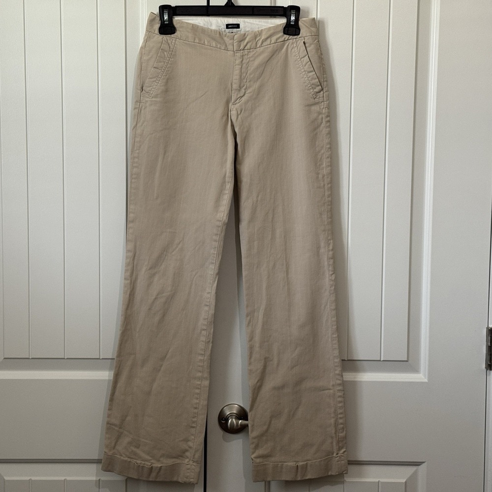 Gap Stretch Pants Womens 2 Regular‎ Khaki Pin Striped Tan Interview Career